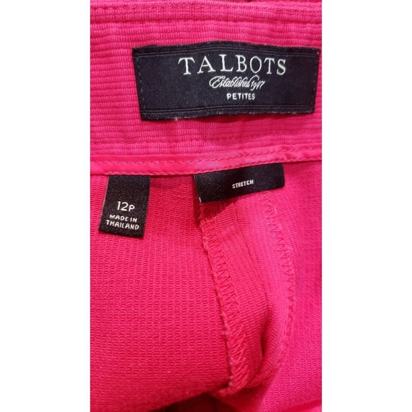 Talbots Petites Textured Straight Leg Cotton Blend Stretch Pink Pants Size 12P - Picture 5 of 7